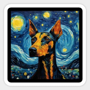 German Pinscher dog painted in Van Gogh style Sticker